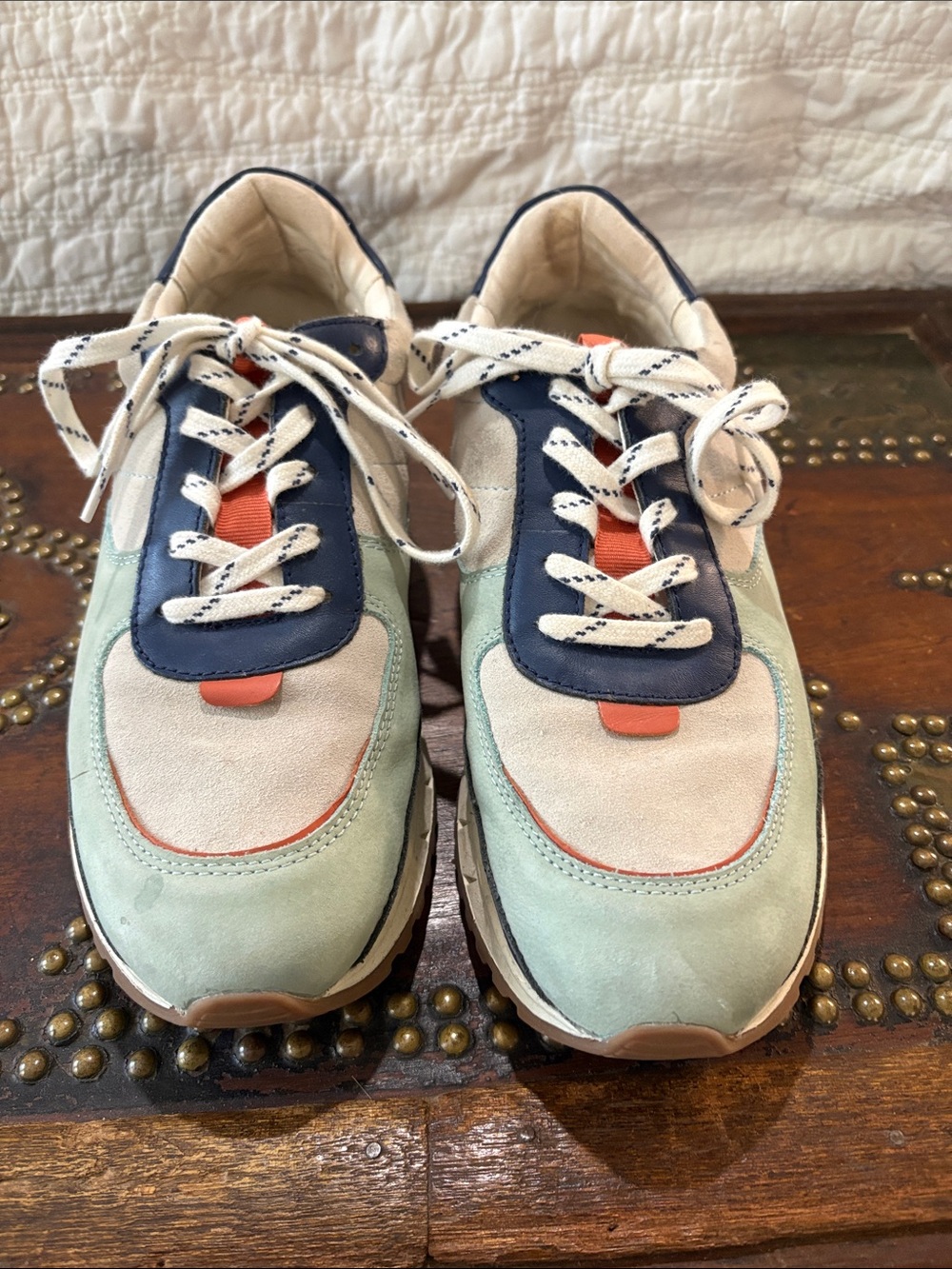Madewell Mint, Navy & Cream Low-Top Suede Sneakers